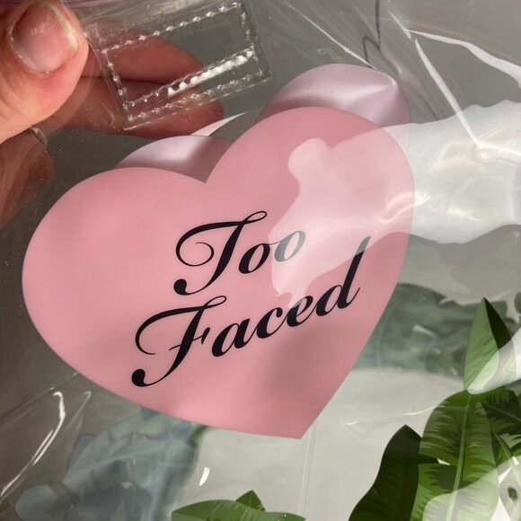 Too Faced Clear Makeup Bag Beach to The Streets Plastic Round Handles Pink Small - Picture 3 of 8